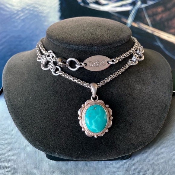 Silverskylight2 Jewelry - 925 sterling silver turquoise charm on stainless steel chain necklace boho stone